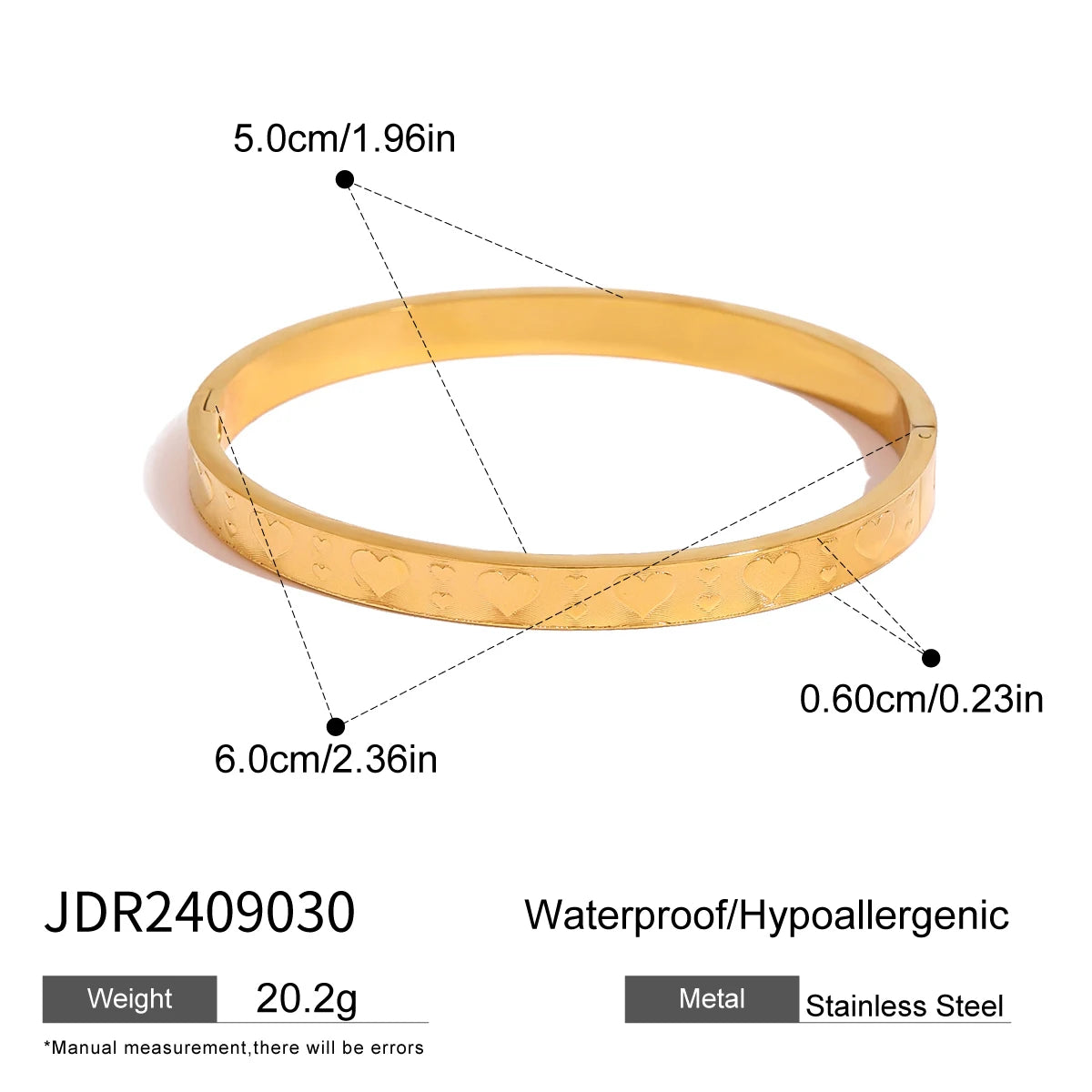 Zircon Bangle Heart Bracelet