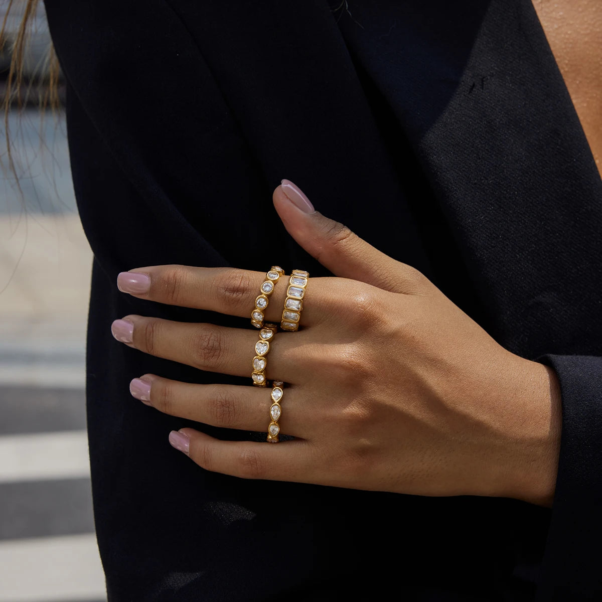 Water Drop shaped Sparkling Ring