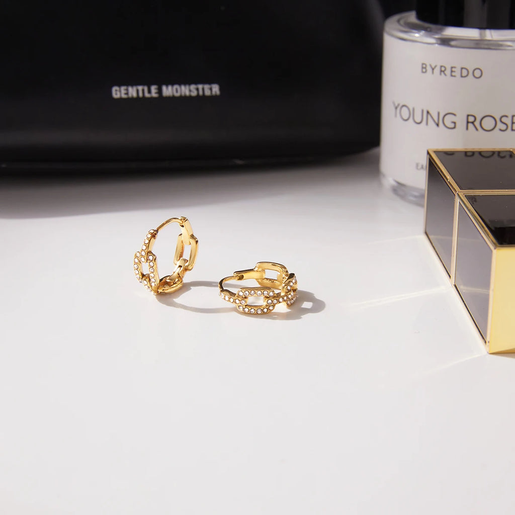 Classic Fashion White Zircon Chain Earring Hoop
