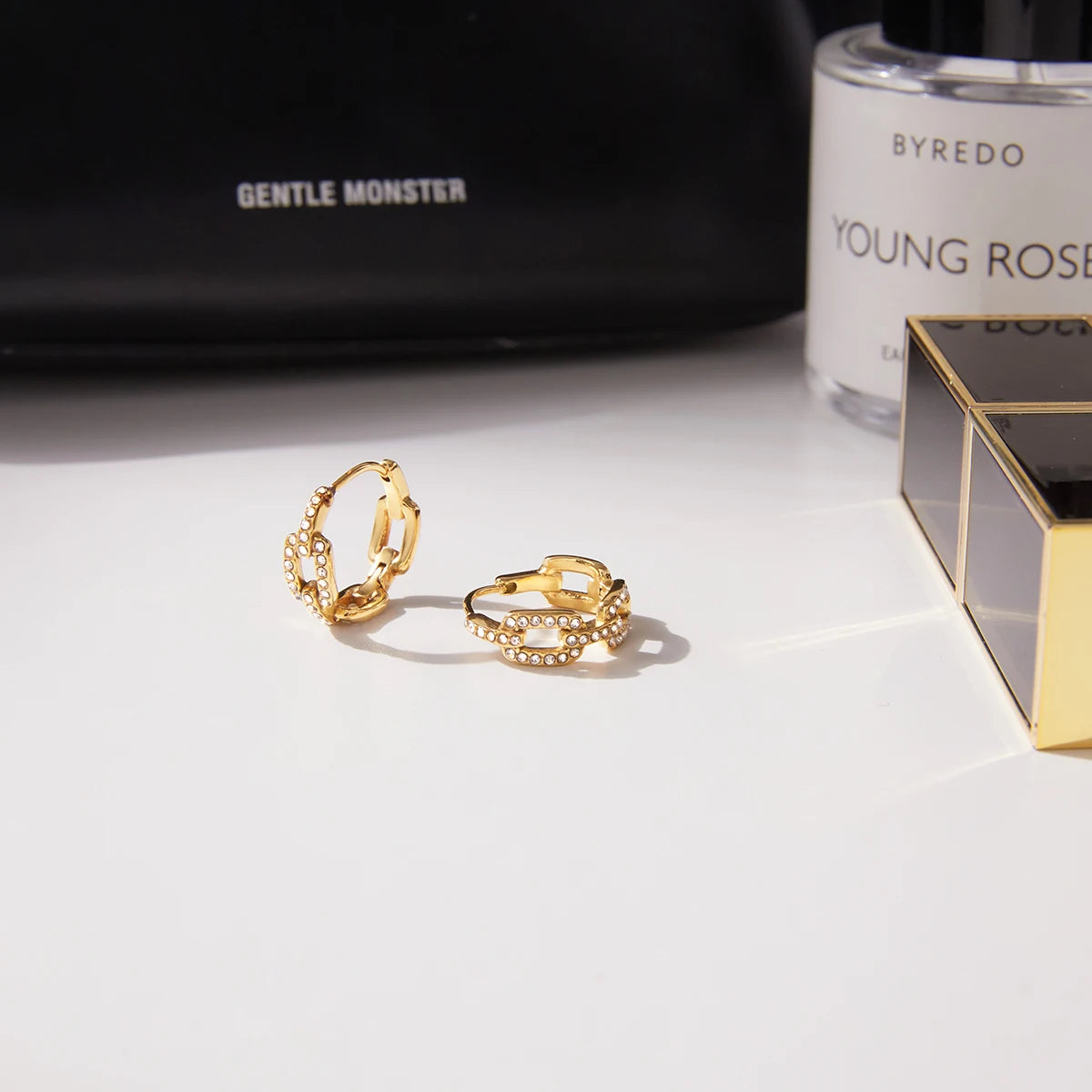Classic Fashion White Zircon Chain Earring Hoop