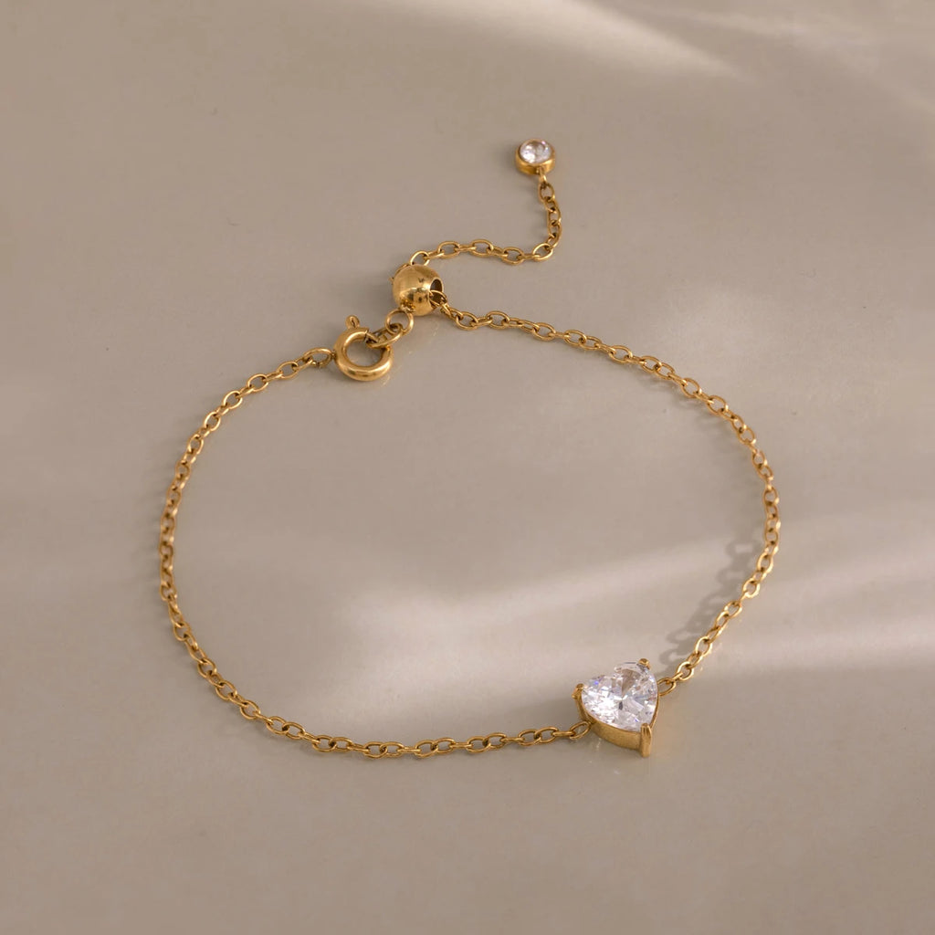 Kika Delicate Geometric Zircon Charm Bracelet For Women Minimalist 18K Gold PVD Plated Stainless Steel 316L