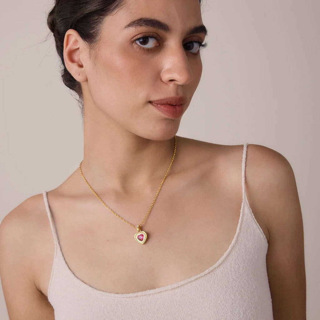 KIKA Multicolor Geometric Glass Pendant Necklace For Women 18K Gold PVD Plated Stainless Steel 316L Necklace Fashion Jewelry Gift