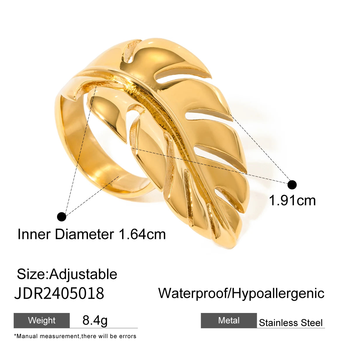 Kika Luxury Natural Shell Stainless Steel Geometric Open Ring Gold Color 18K PVD Plated High Quality France Finger Jewelry