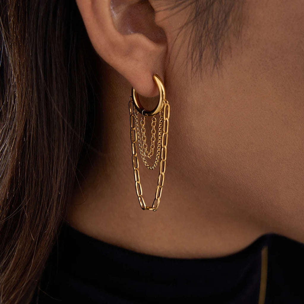 Kika Classic Trendy Chain Tassel Earrings Hypoallergenic
