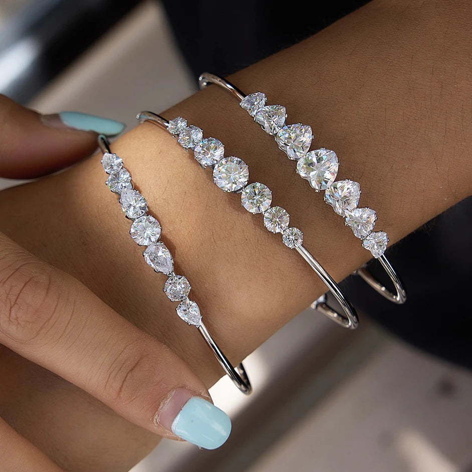 KIKA Delicate Geometric Zircon Cuff Bracelet  Stainless Steel 316L