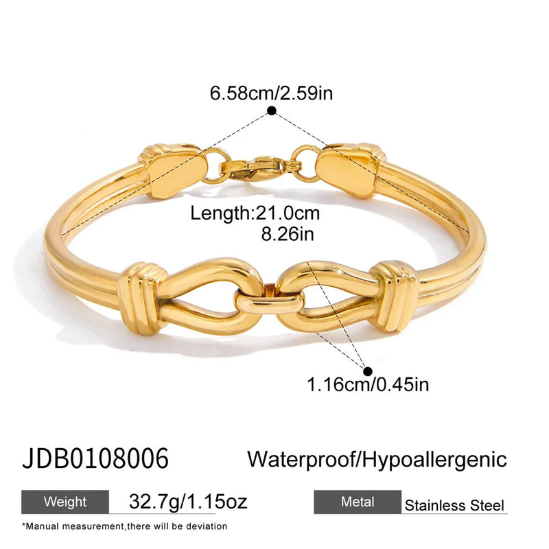 KIKA Vintage Belt Buckle Wishbone Bracelet PVD Gold Color Stainless Steel Waterproof 316L
