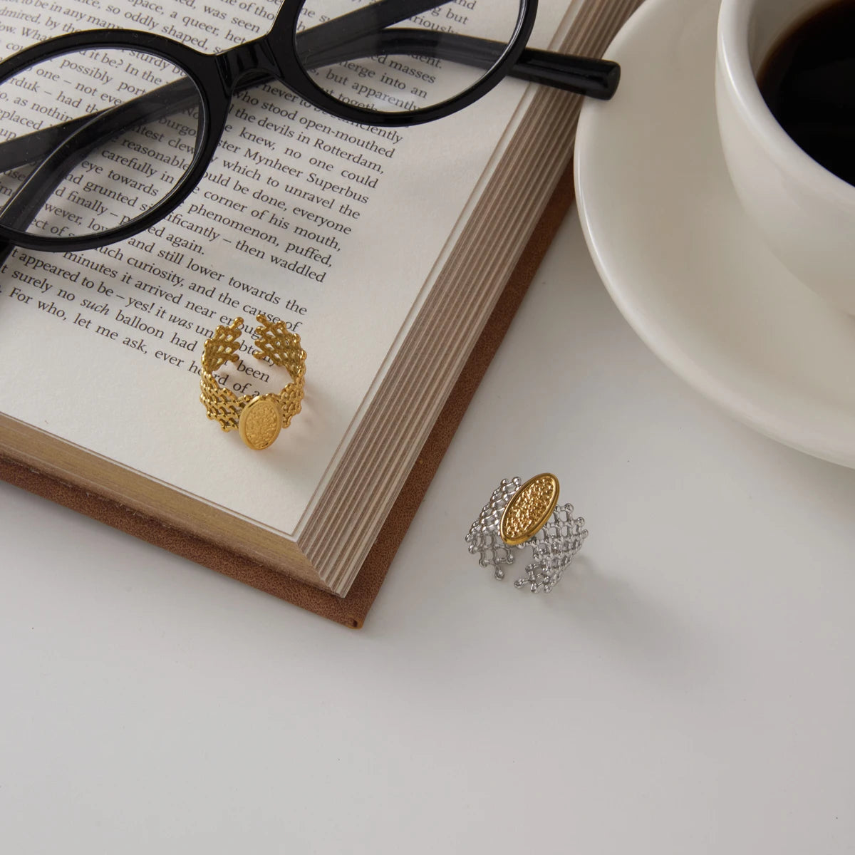 Kika Minimalist Hollow Open Mesh Rings