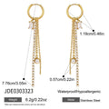 Kika Delicate White Rhinestone Chain Square Zircon Tassel Earrings m