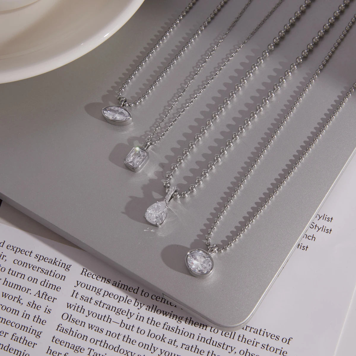Kika Classic Geometric Zircon Pendant Necklace