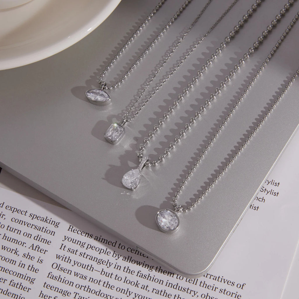 Kika Classic Geometric Zircon Pendant Necklace