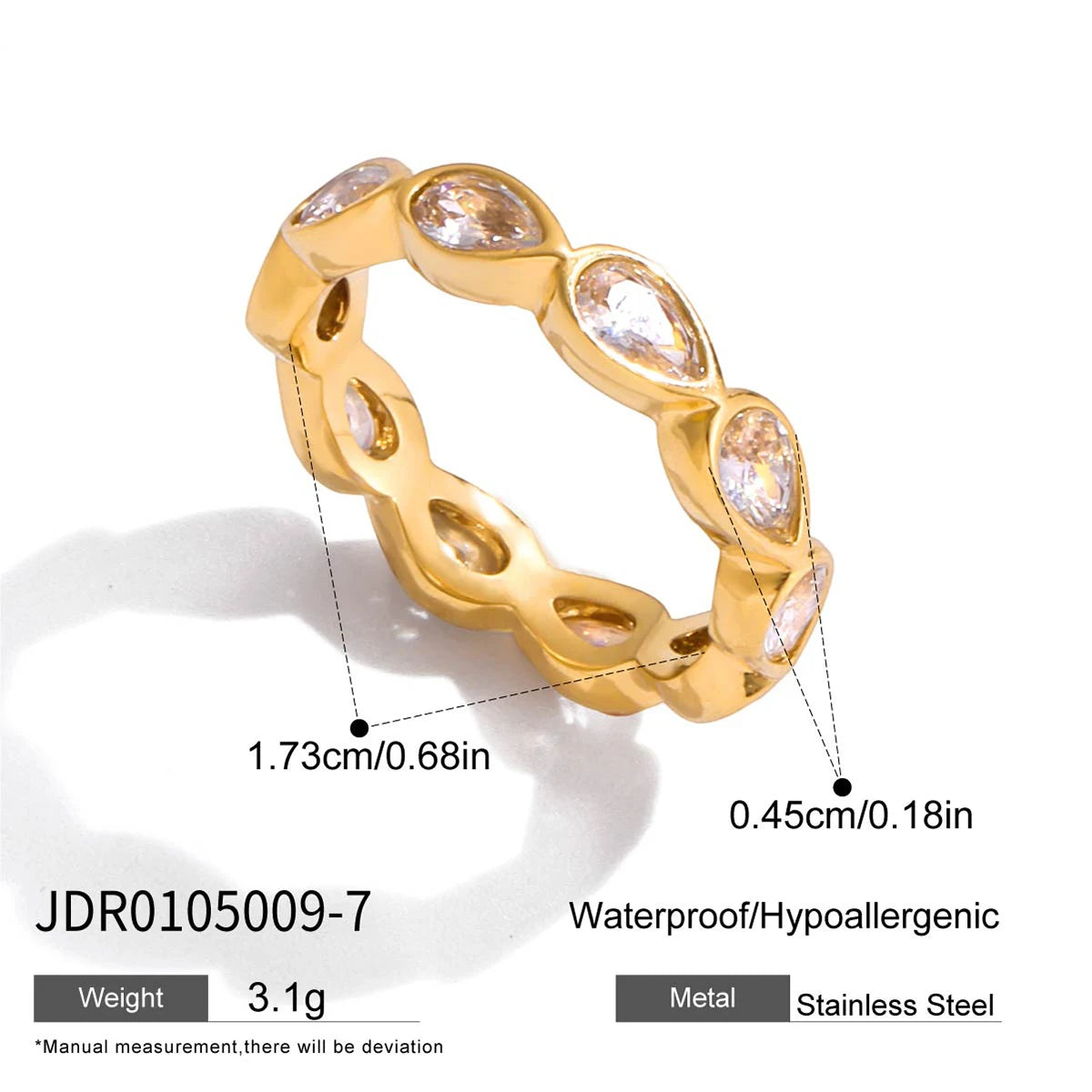Water Drop shaped Sparkling Ring