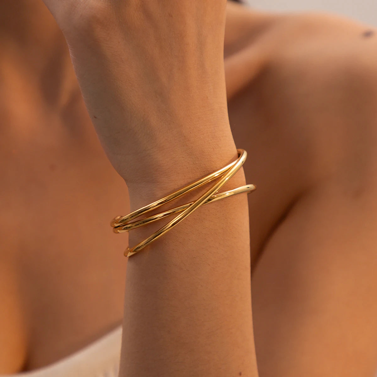 Kika Minimalist Stainless Steel Line Hollow Bracelets