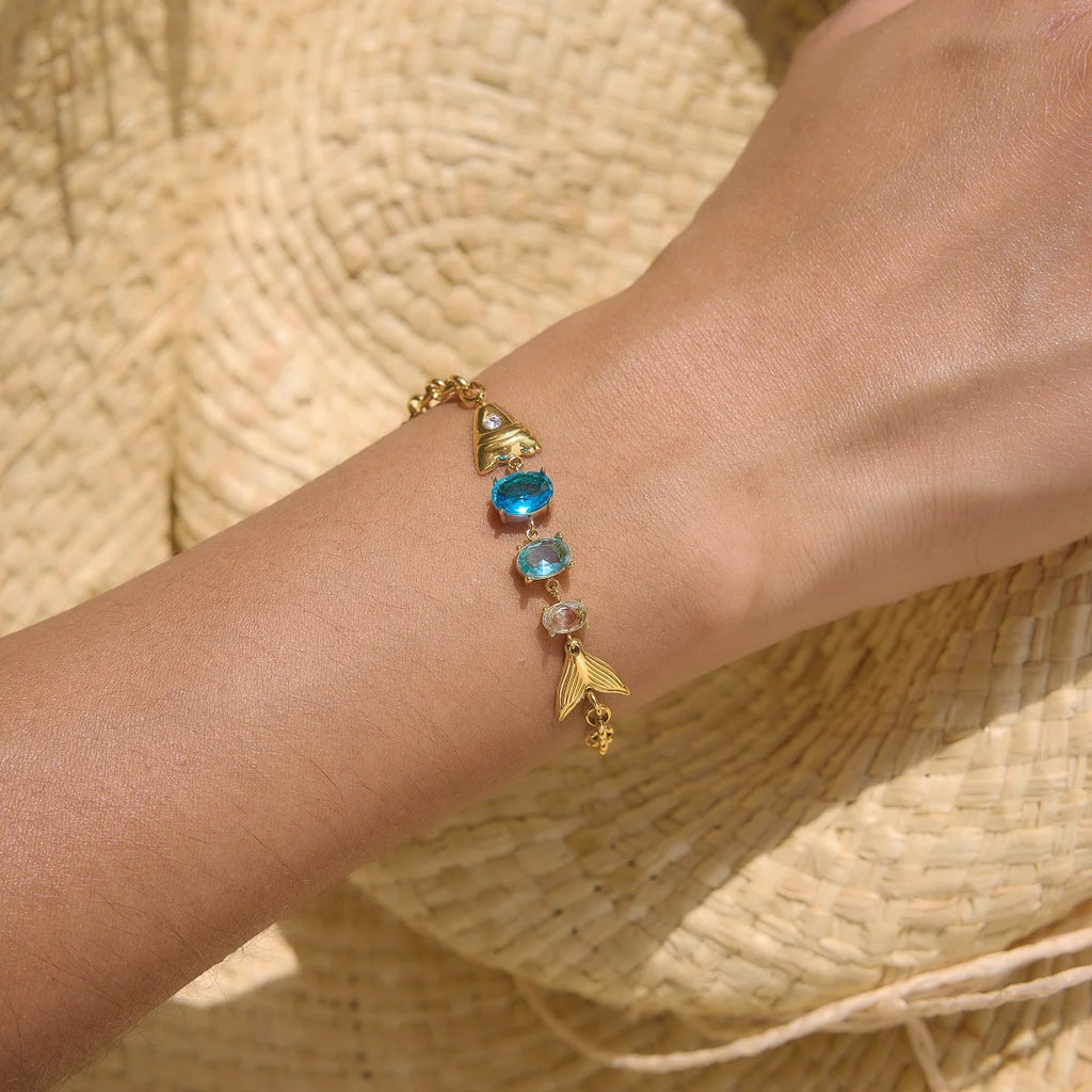 Kika Shiny Blue Gradient Fish Egg Shaped Zircon Bracelet