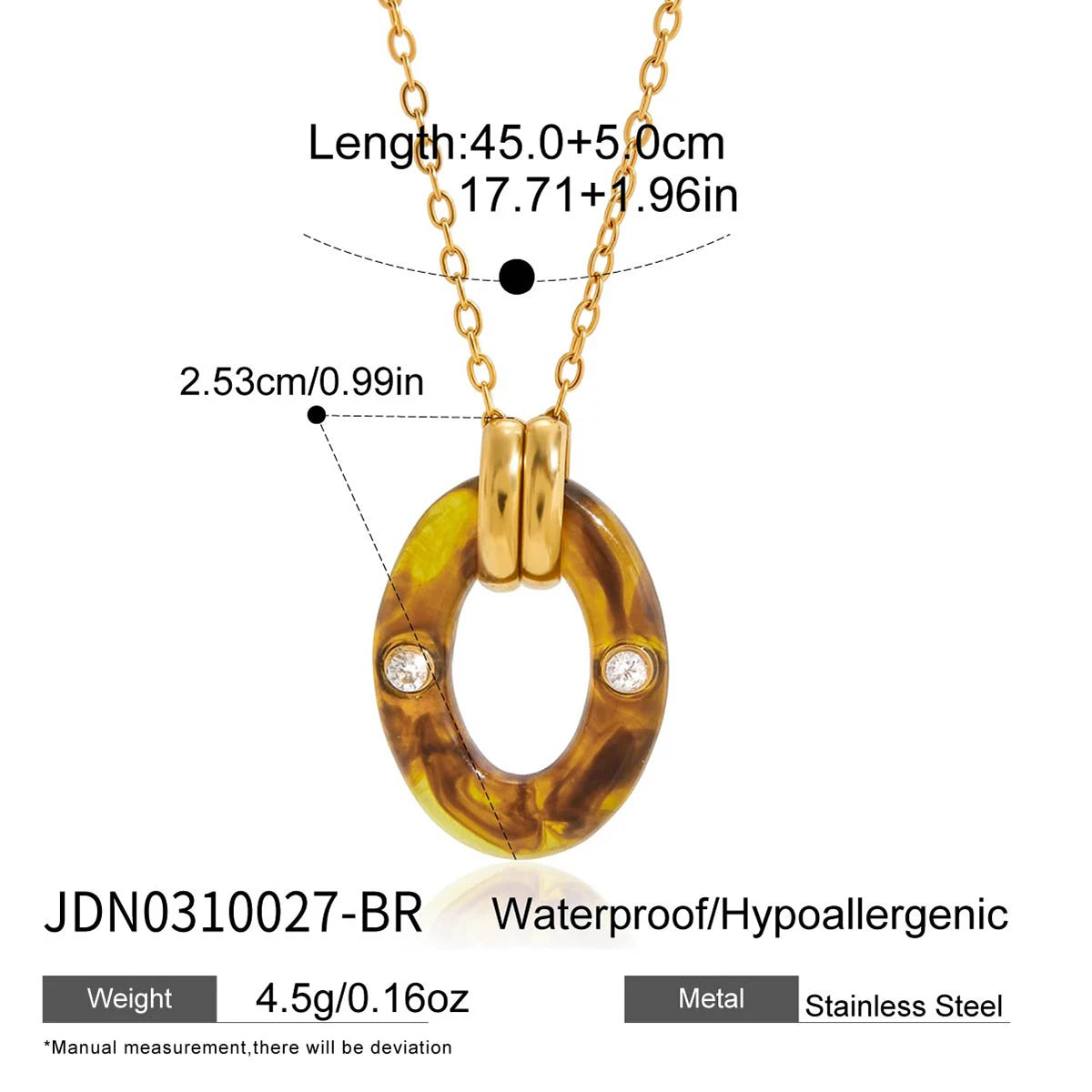 Vintage Resin Pendant Multi-Link Necklace