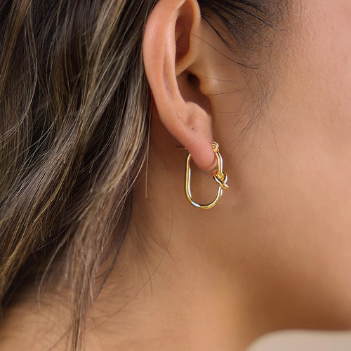 KIKA Classic Knotted U Shape Clip EarringsPVD 18K Gold Plated Stainless Steel316L
