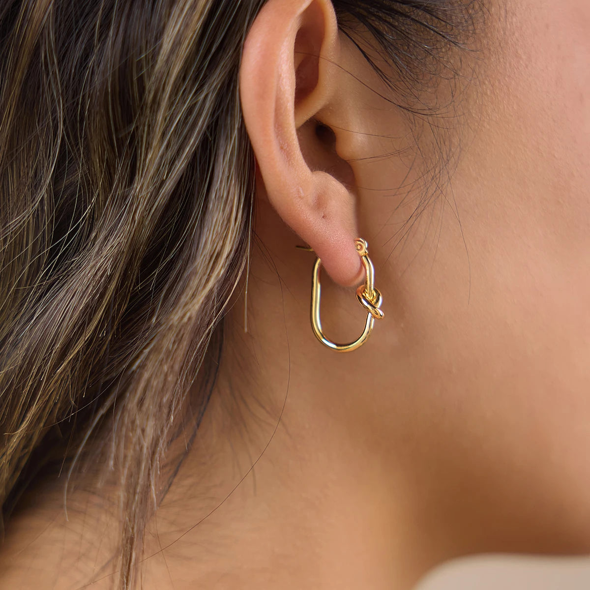 KIKA Classic Knotted U Shape Clip EarringsPVD 18K Gold Plated Stainless Steel316L