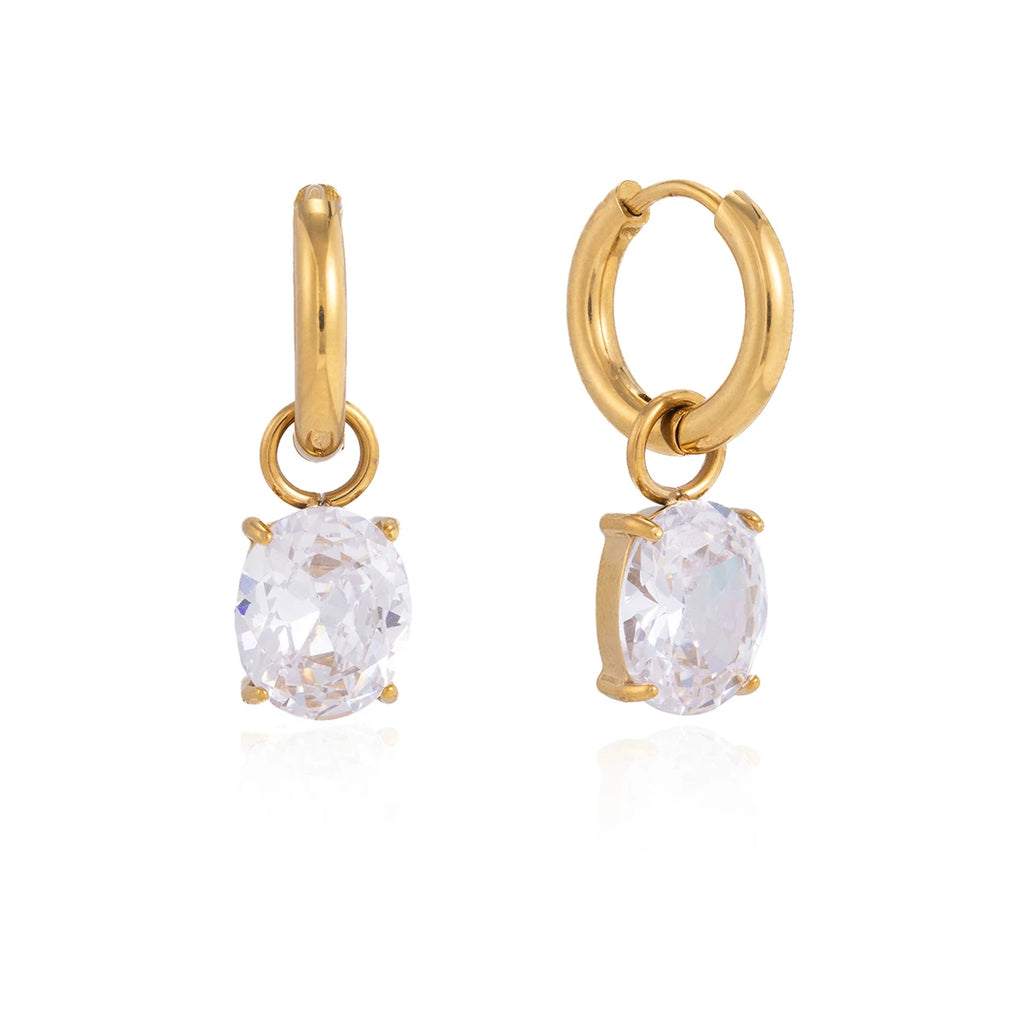 Shiny Cubic Zirconia Drop Earrings