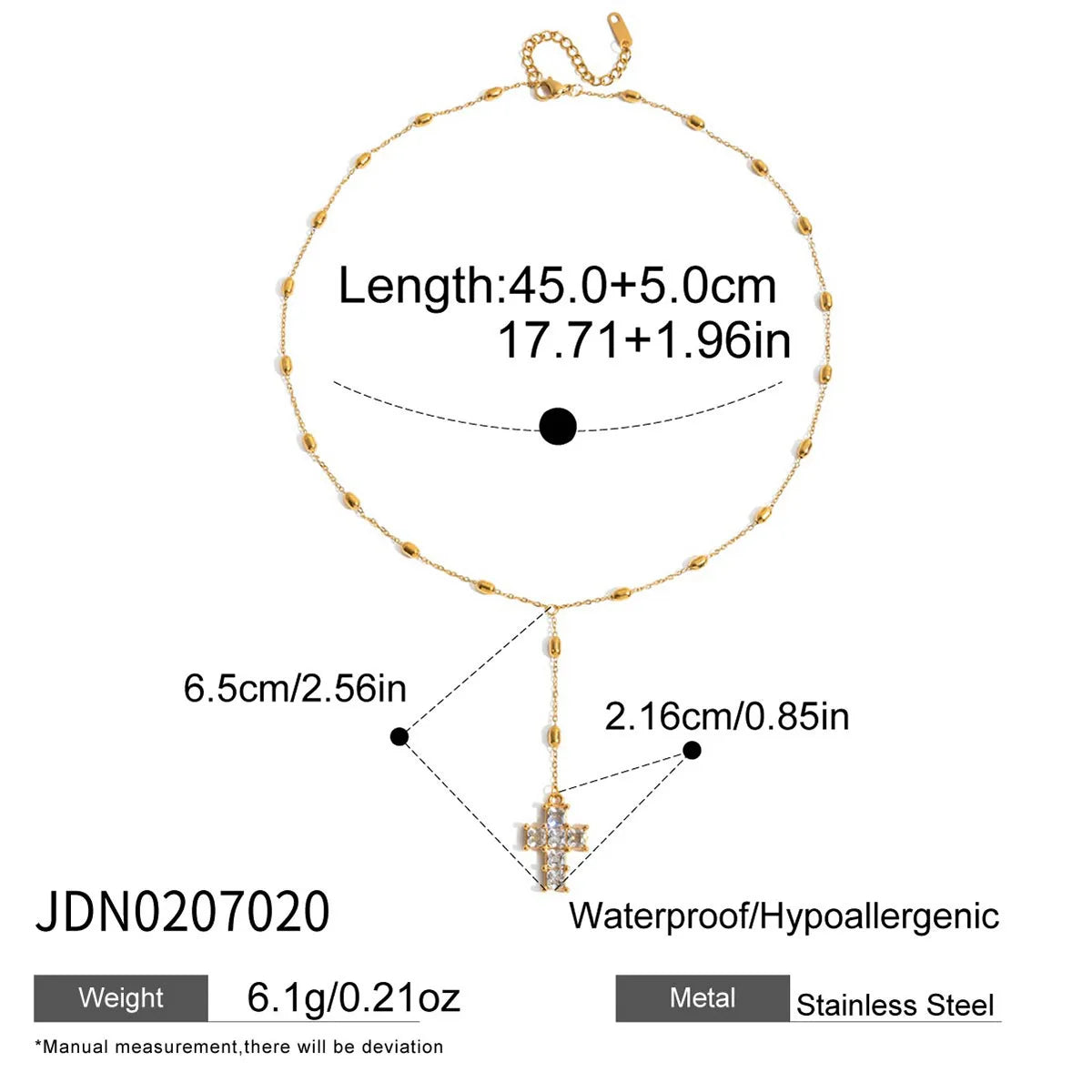 KIKA Delicate Zircon Pendant Y Shape Chain Necklace 18K Gold Plated Stainless Steel Necklace 316L