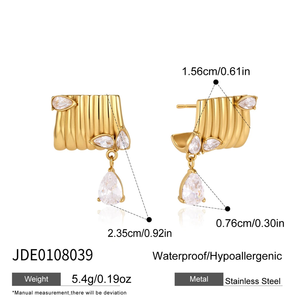KIKA Classic Water Drop Zircon Earrings For Women Minimalist 18K Gold PVD Plated Stainless Steel Earrings Fashion Jewelry Gift