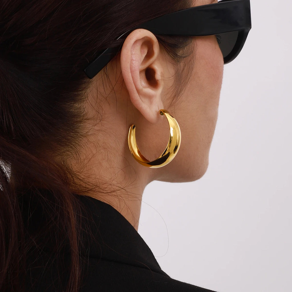 Waterproof 316l Stainless SteelSimple C-Shaped Polished Earrings