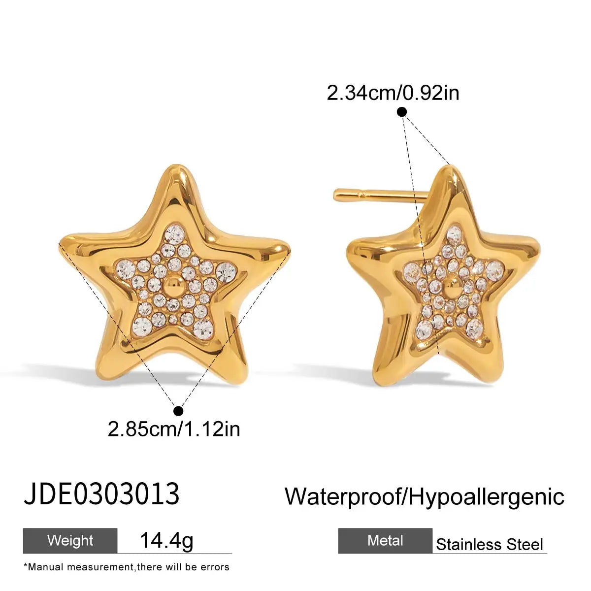 Kika Fashion Niche Designer's Rhinestone Pentagram Ear Studs