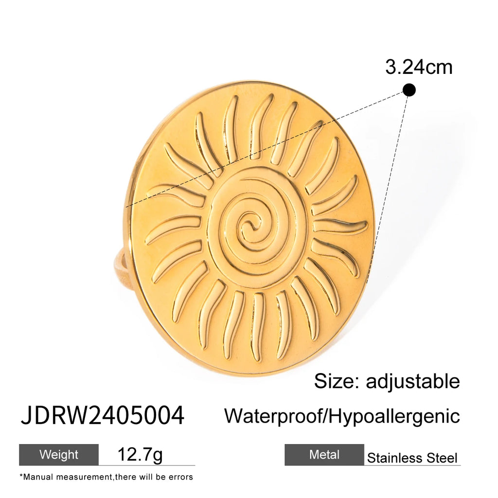 Kika Luxury Natural Shell Stainless Steel Geometric Open Ring Gold Color 18K PVD Plated High Quality France Finger Jewelry