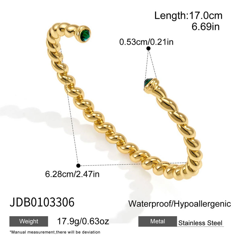 Kika Delicate Green Zircon Fried Dough Twists Bracelet