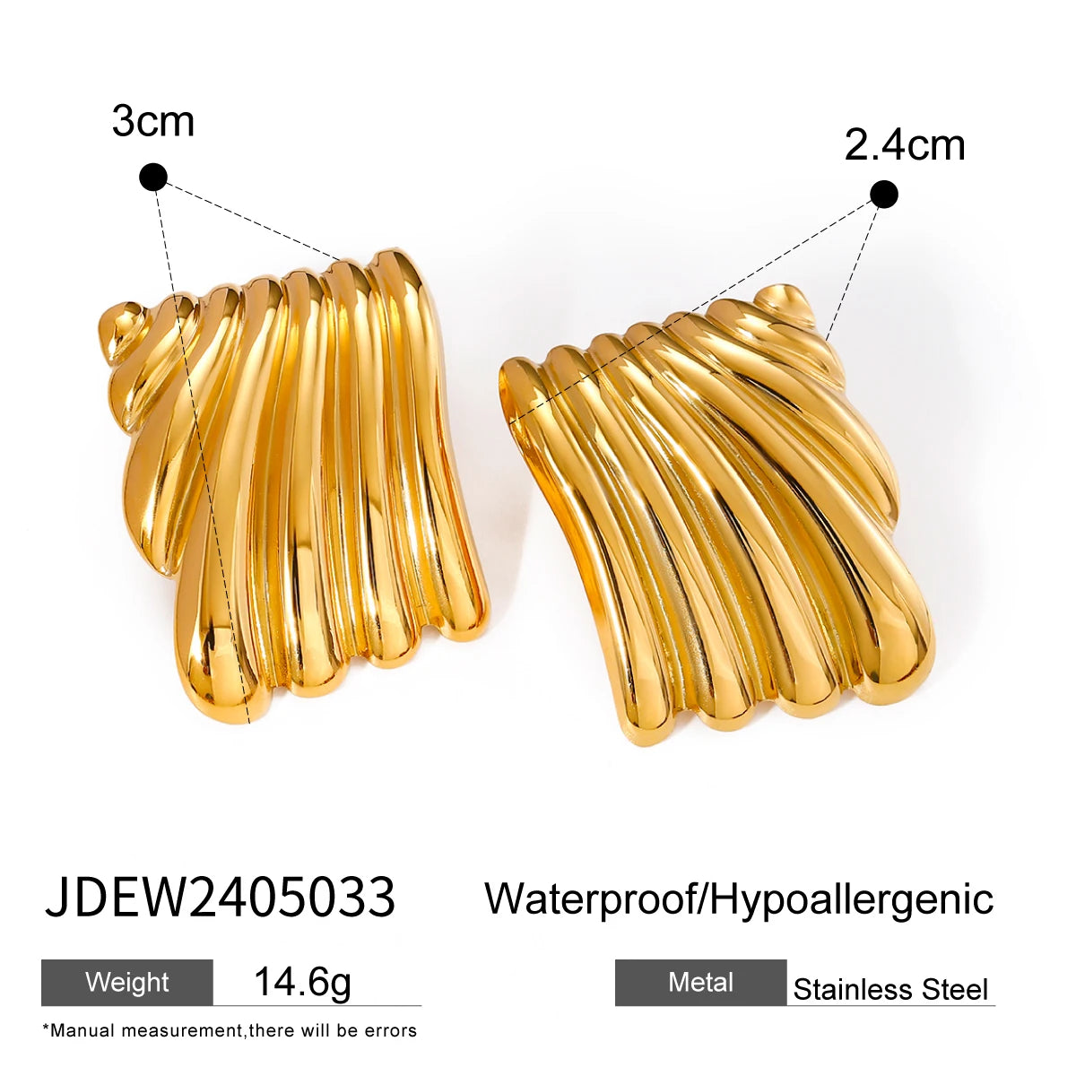 KIKA Vintage Flower Conch Square Wave Texture Earrings