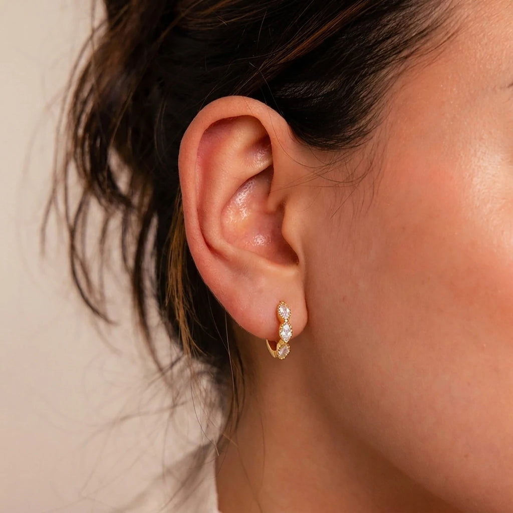 Delicate Cubic Zirconia Clip Earrings For Women Minimalist 18K Gold Plated Stainless Steel Earrings Fashion Jewelry Gift