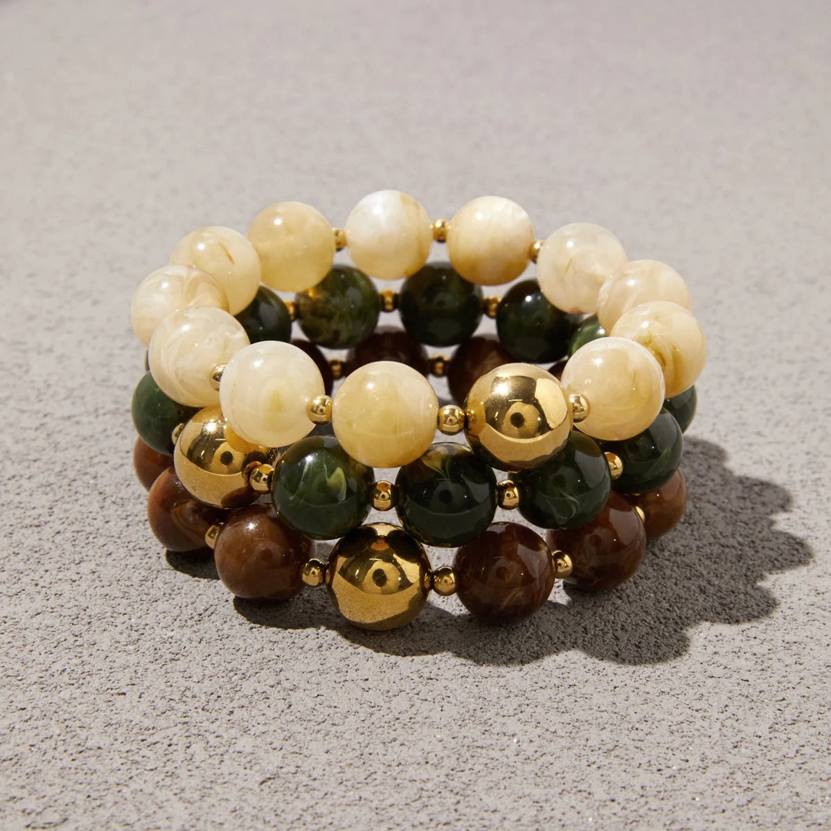 KIKA Elegant Elastic Round Resin Bracelet For Women Men Minimalist Gold Color CCB Plastic Beads Bracelet Fashion Jewelry Gift