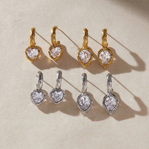 Kika Classic Geometric Zircon Stud Earrings Minimalist 18K Gold Plated Stainless Steel 316L