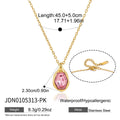 KIKA Elegant Glass Stone Pendant Necklace PVD Gold Plated Stainless Steel 316Lft