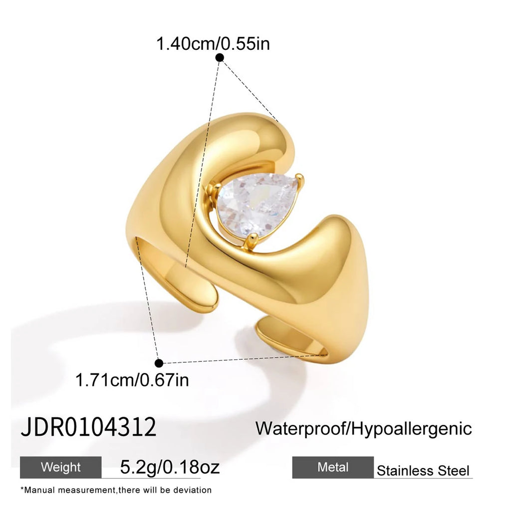Kika Classic Water Drop Zircon U Shape Open Rings