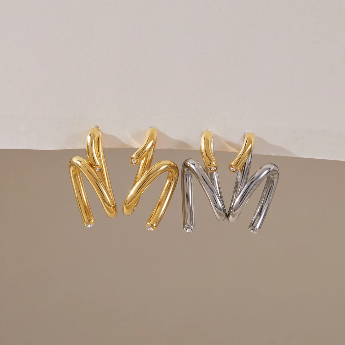 KIKA Detachable Geometric Stud Earrings 18K Gold PVD Plated Stainless Steel 316L