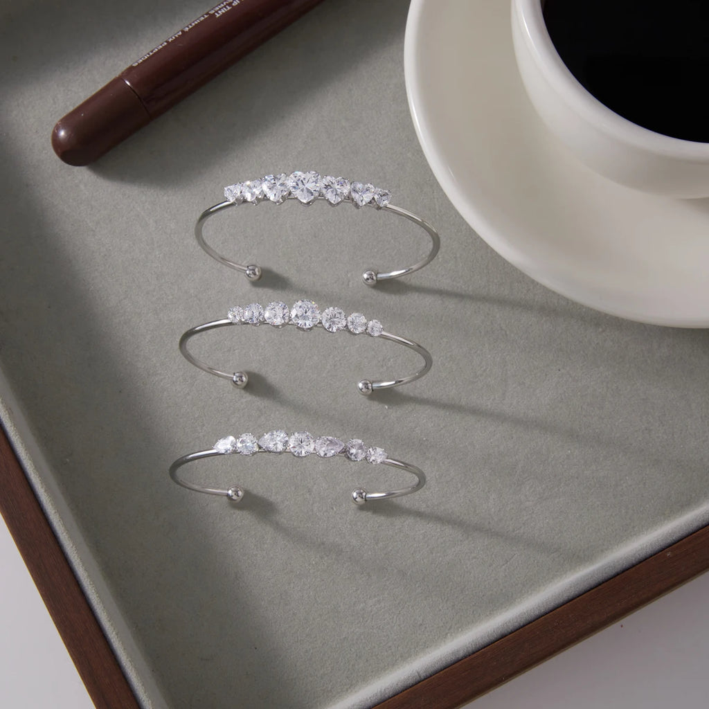 KIKA Delicate Geometric Zircon Cuff Bracelet  Stainless Steel 316L