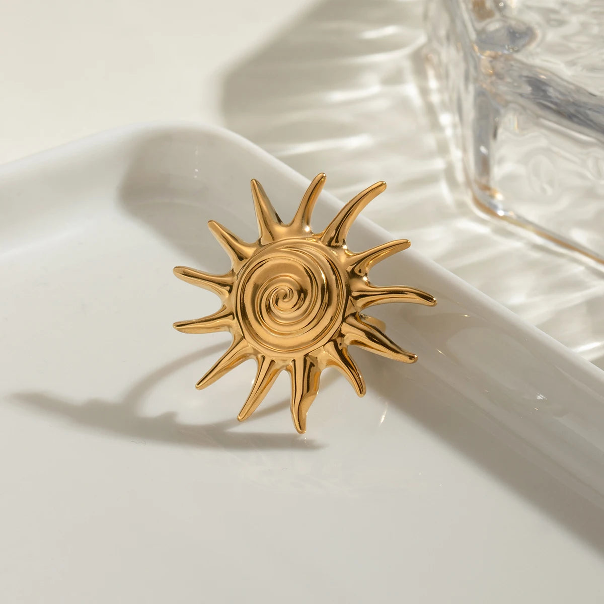 KIKa Ocean Wind Spiral Ring pvd Plated Stainless Steel 316l