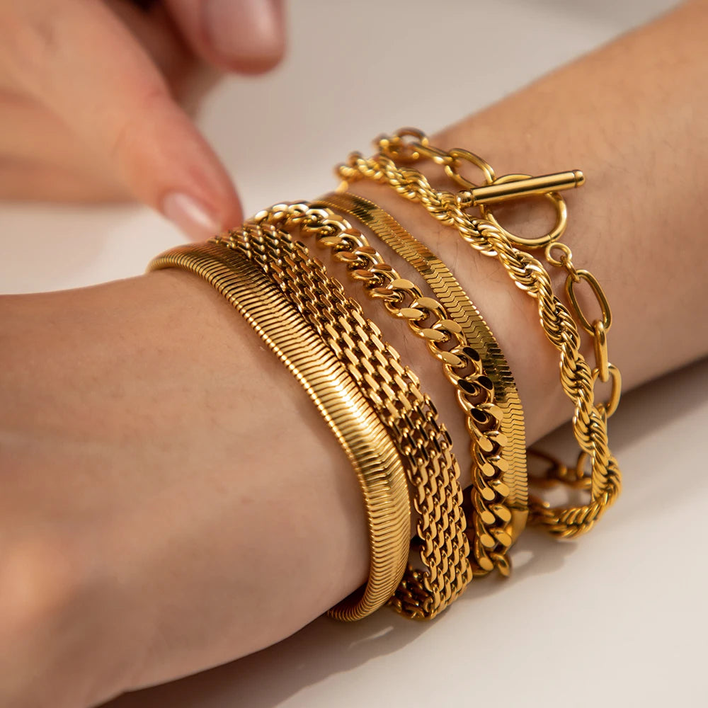 Link Chain Stainless Steel Bangle Bracelet