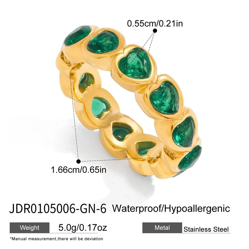 Kika Sparkling Pink Green Zircon Stacked Ring