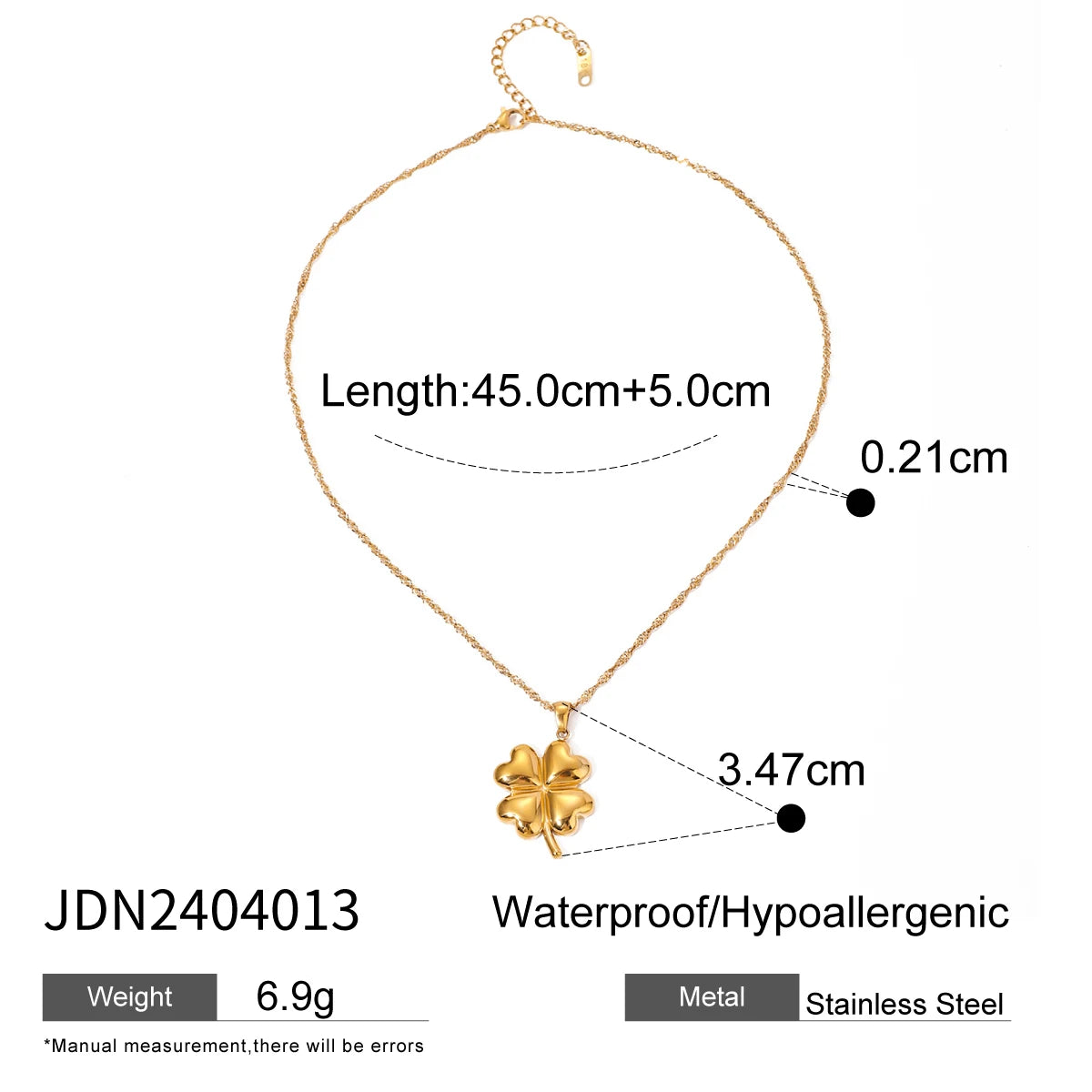 Kika Lucky Flower Pendant  Necklace Rust Proof Waterproo