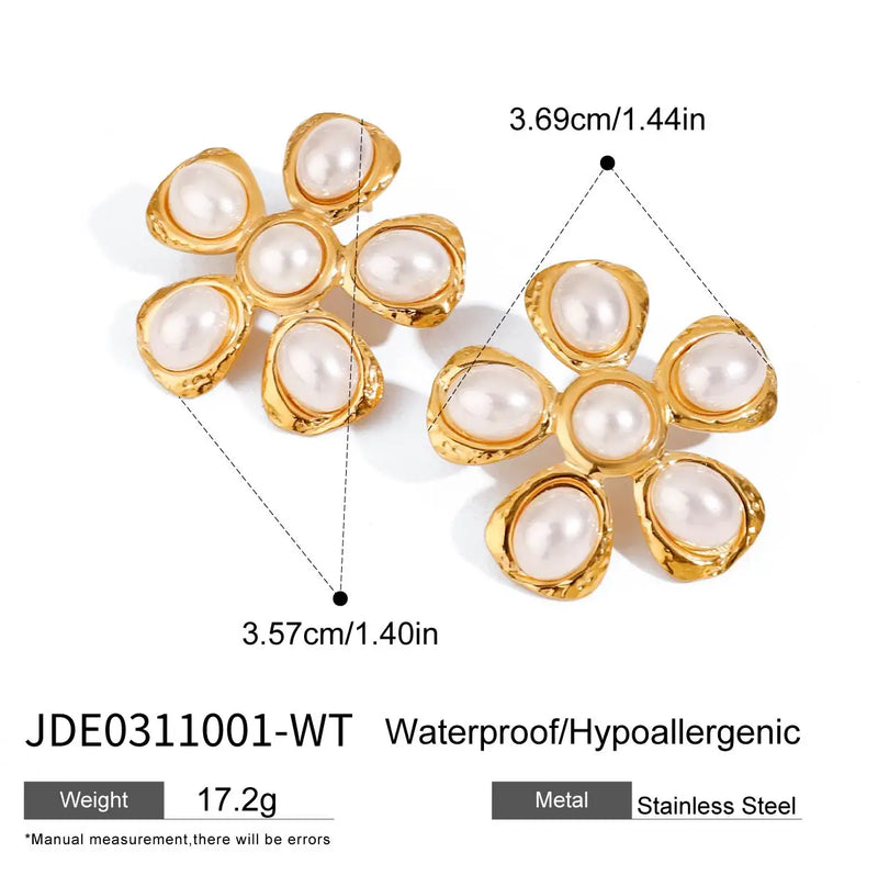 KIKA Fashion Pearl Flower Ring Stainless Steel 316L