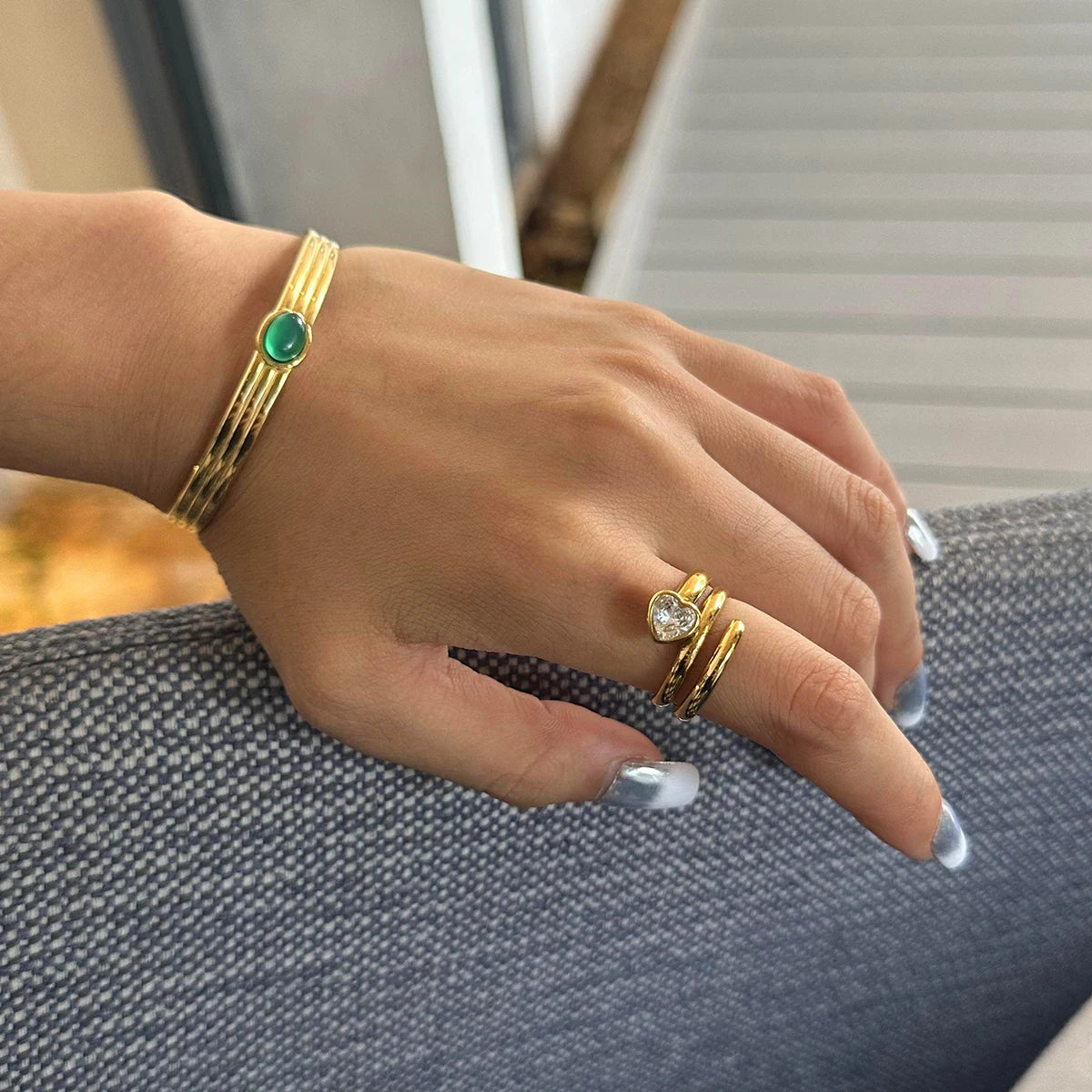 Kika Fashion Love Stacked Ring Zircon Love Line Ring