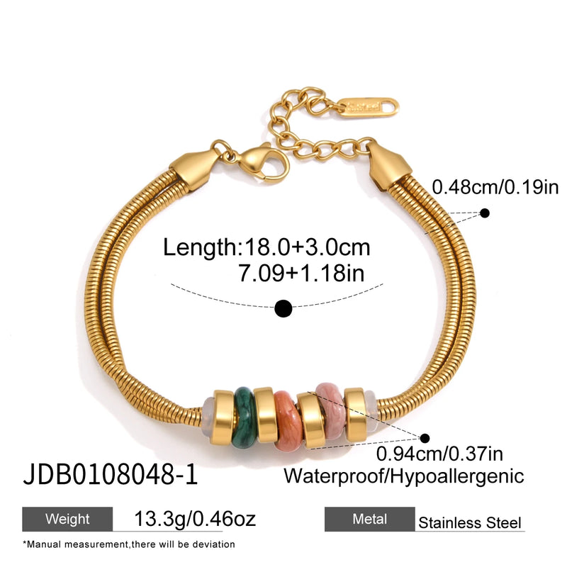 KIKA Vintage Oil Drip Beads Snake Chain Bracelet For Women Minimalist 18K Gold Plated Stainless Steel Bracelet Fashion Jewelry