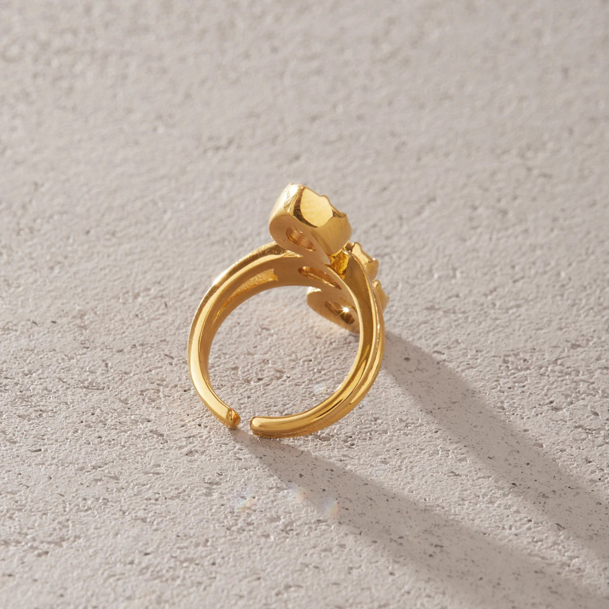 KIKA Luxury Geometric Zircon Open Rings Minimalist 18K Gold PVD Plated Stainless Steel 316L