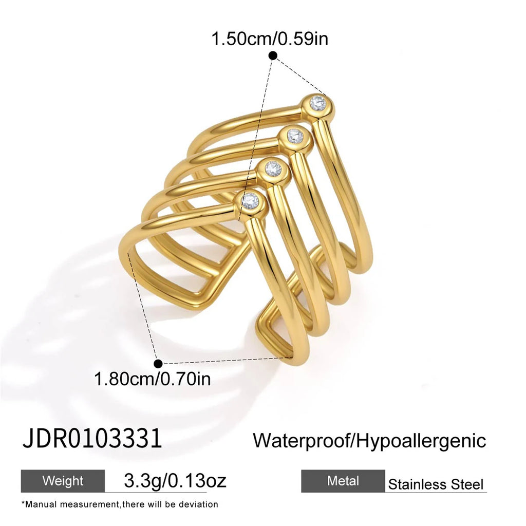 KIKA Multilayer Wave Shape Hollow Open PVD Plated Stainless Steel 316L