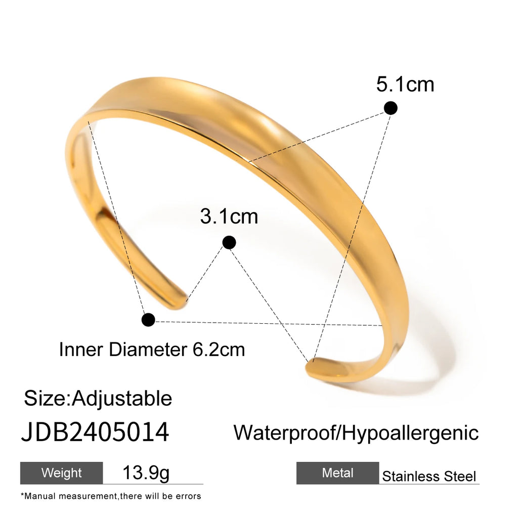 KIKA Classic Trendy 18K Gold Color PVD Plated Elliptical White Zircon Irregular Open Bracelets Waterproof Stainless Steel 316L