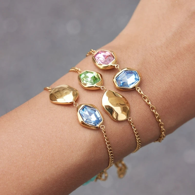 Kika Elegant Geometric Glass Stone Bracelet 18K Gold PVD Plated Stainless Steel 316L