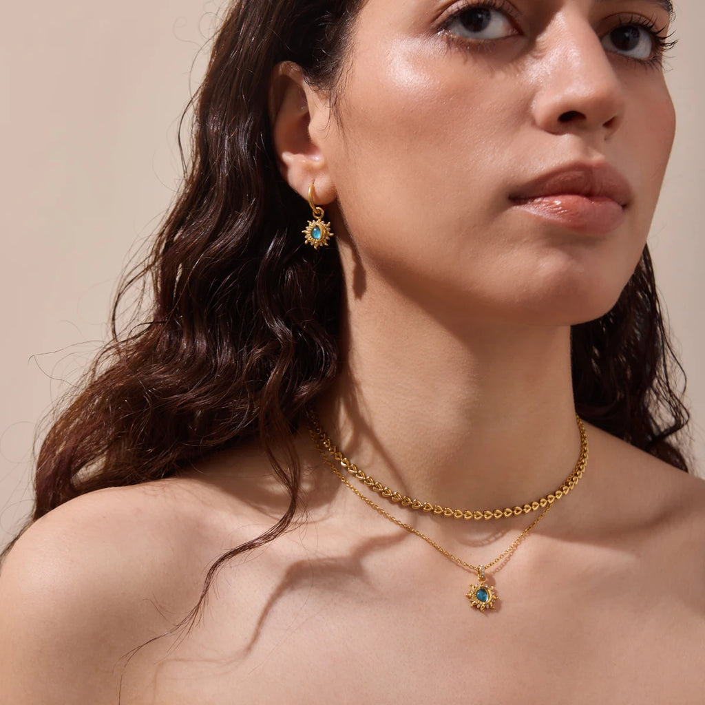 Kika Elegant Blue Resin Necklace Earrings Gold PVD Plated Stainless Steel 316L Moon Star