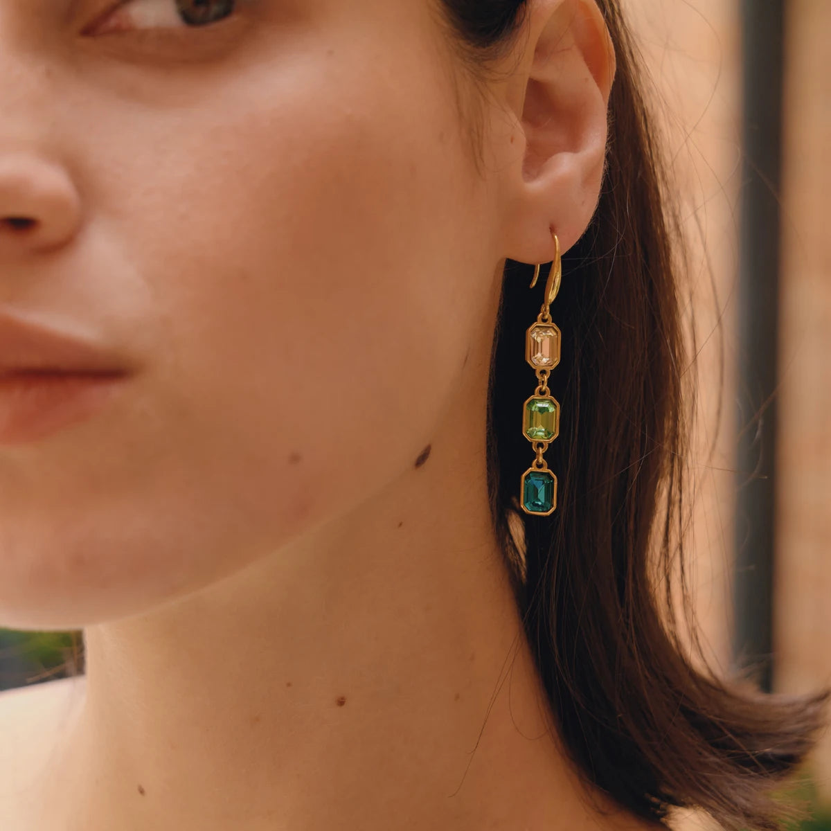 KIKA Multicolor Geometric Crystal Drop Earrings For Women 18K Gold PVD Plated Stainless Steel Earrings Fashion Jewelry Gift