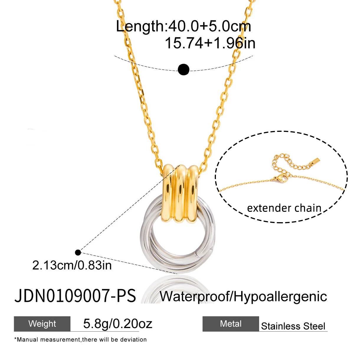 Kika Minimalist Two tone Door Handle Interlocking Pendant Necklace