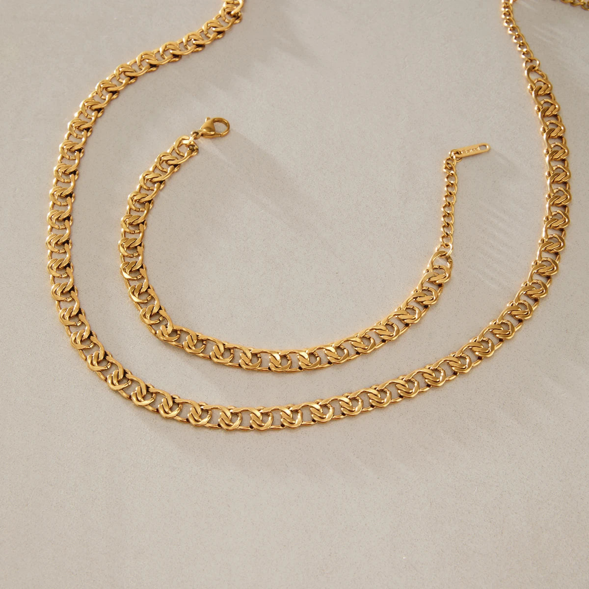 KIKA Minimalist Chunky Chain Necklace Bracelet For Women 18K Gold PVD Plated Stainless Steel Necklace Bracelet Fashion Jewelry